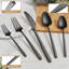 Ensemble de couverts 20 pièces en argent mat noir, service de couverts en acier inoxydable pour 4, ensemble de couverts de conception américaine moderne avec une fabrication durable allant au lave-vaisselle