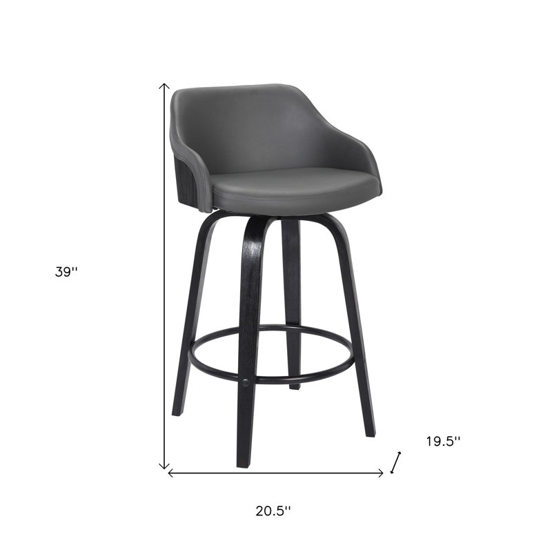 Tabouret de bar pivotant en similicuir, Tabouret de bar (siège d’une hauteur de 30 po), Siège gris / cadre noir