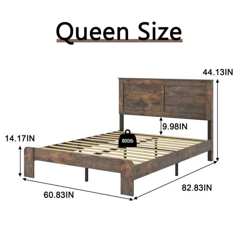 Dionigio Solid Wood Platform Bed, Queen