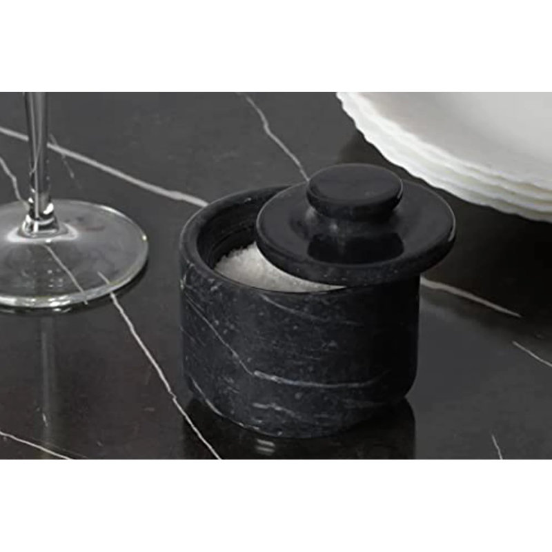 Handmade Marble Salt Sellar Set Of 2 Lidded