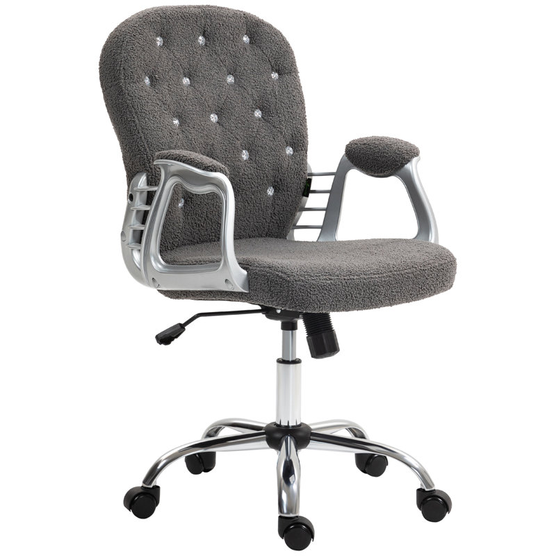 Chaise de bureau en molleton Teddy, Gris foncé