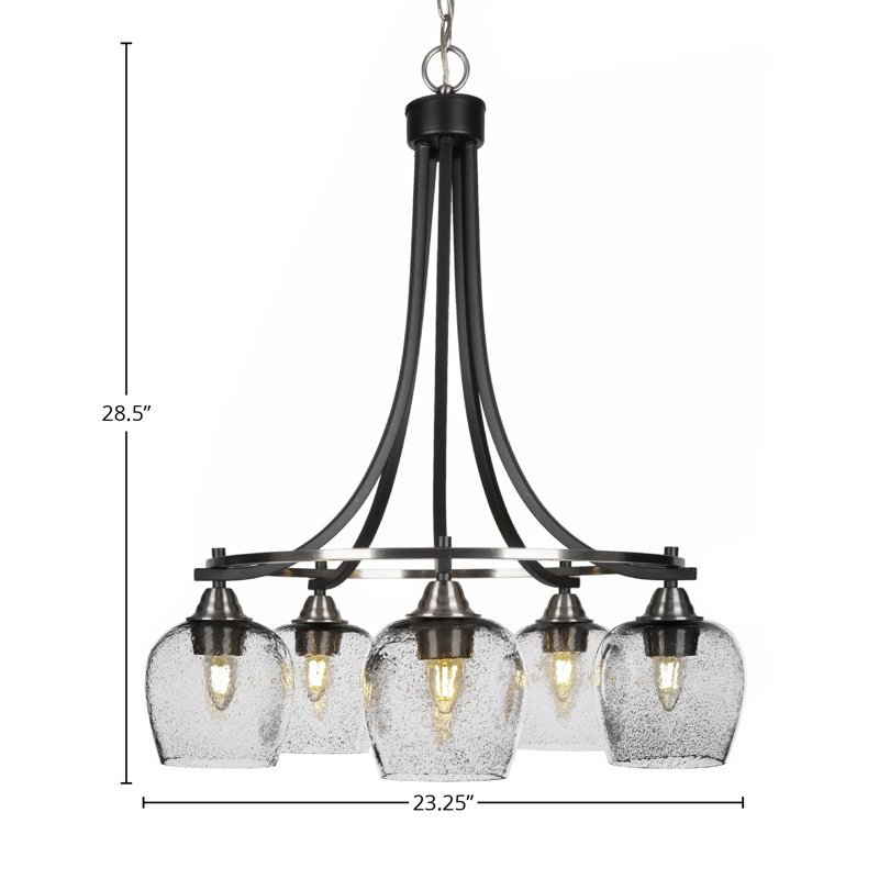 Lustre 5 lumières Achen, Nickel brossé, Fumée