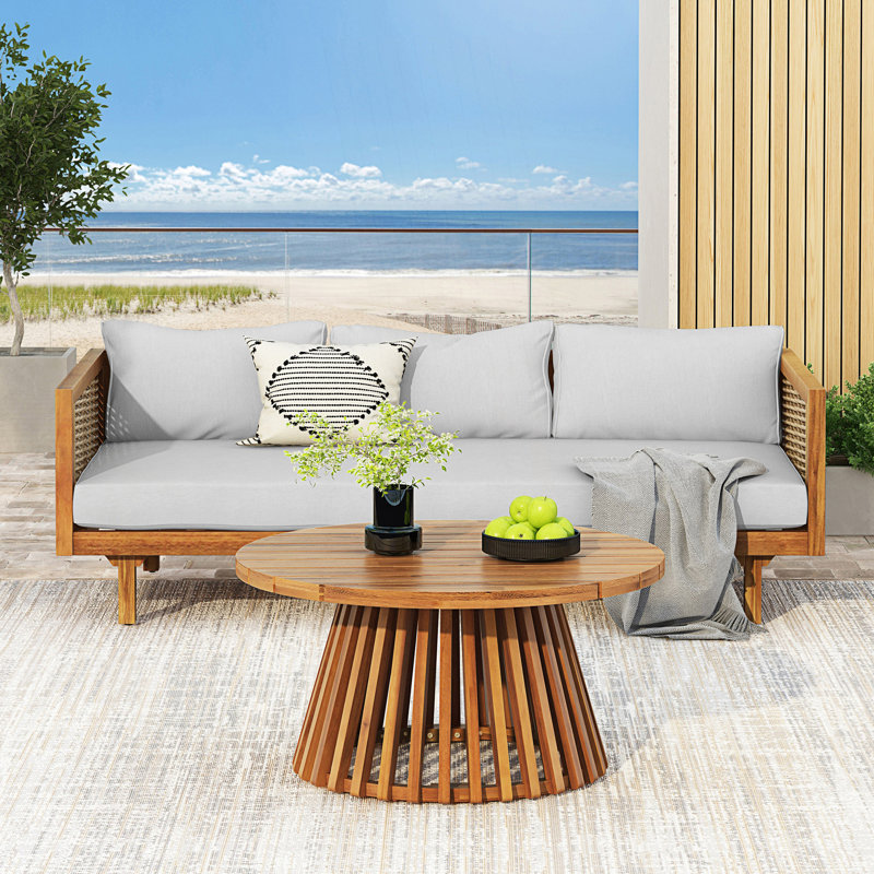 Wicker Patio Furniture Set, Outdoor Rattan Conversation Set, Light Gray