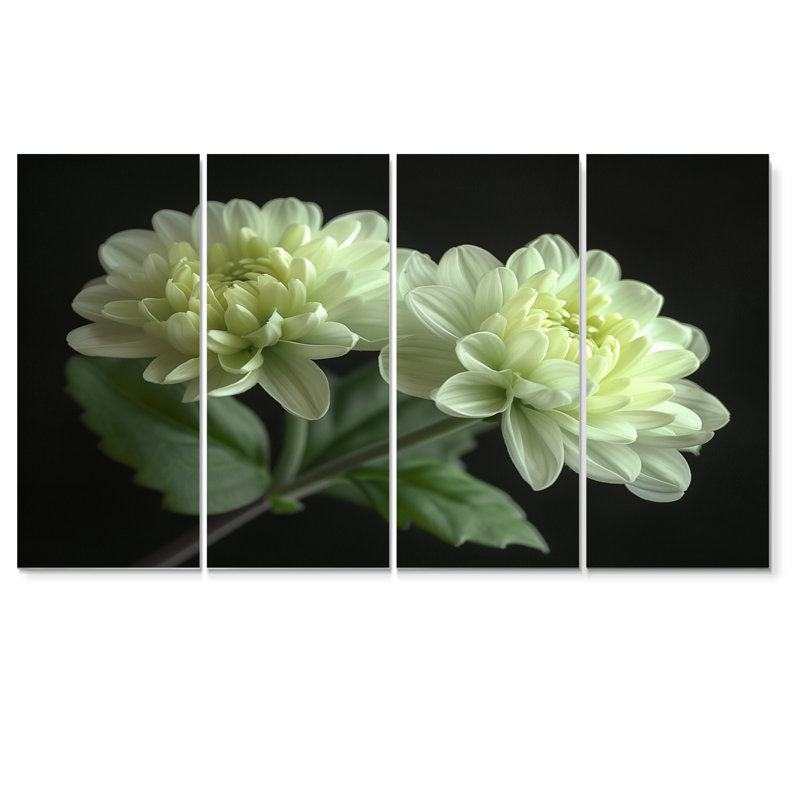 «Green Monicolom Mums Flowers Bouquet» - ensemble d'art mural de mamans, H 28 po x l 48 po