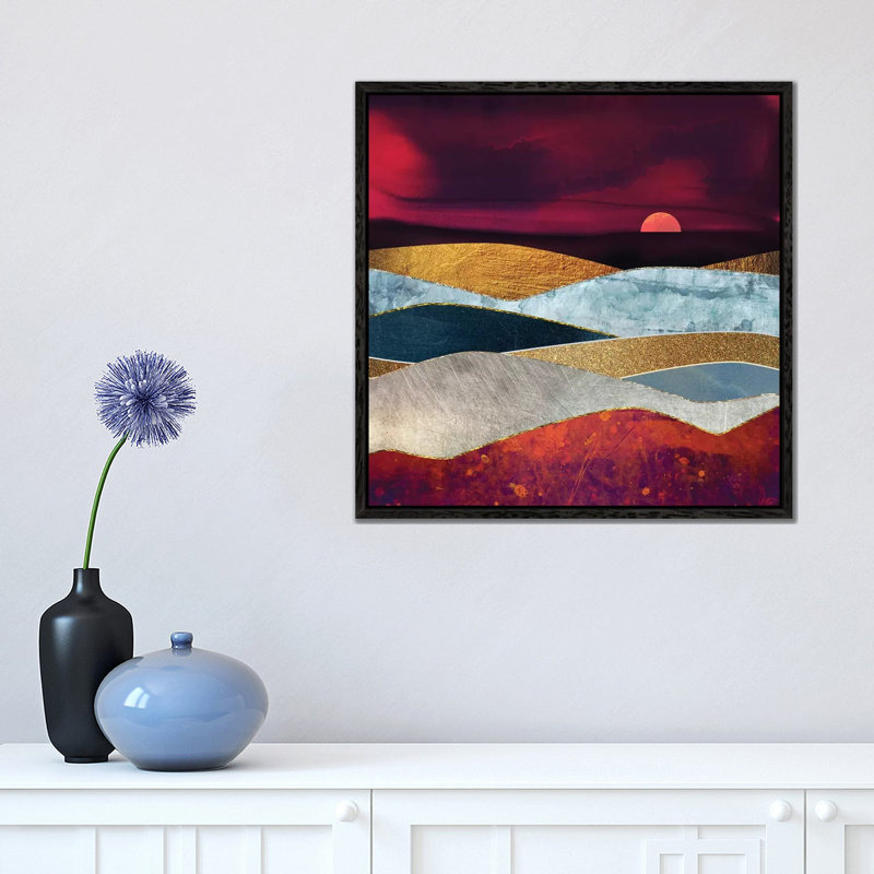 Crimson Sky - Print on Canvas, Black Framed, 45.72 cm H x 45.72 cm W
