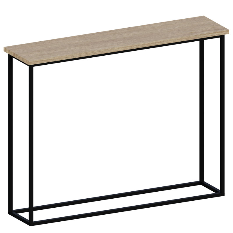 Modern Console Table with Metal Legs – Sleek Hallway Living Room Home Office & Entryway Accent Table, Oak, Black