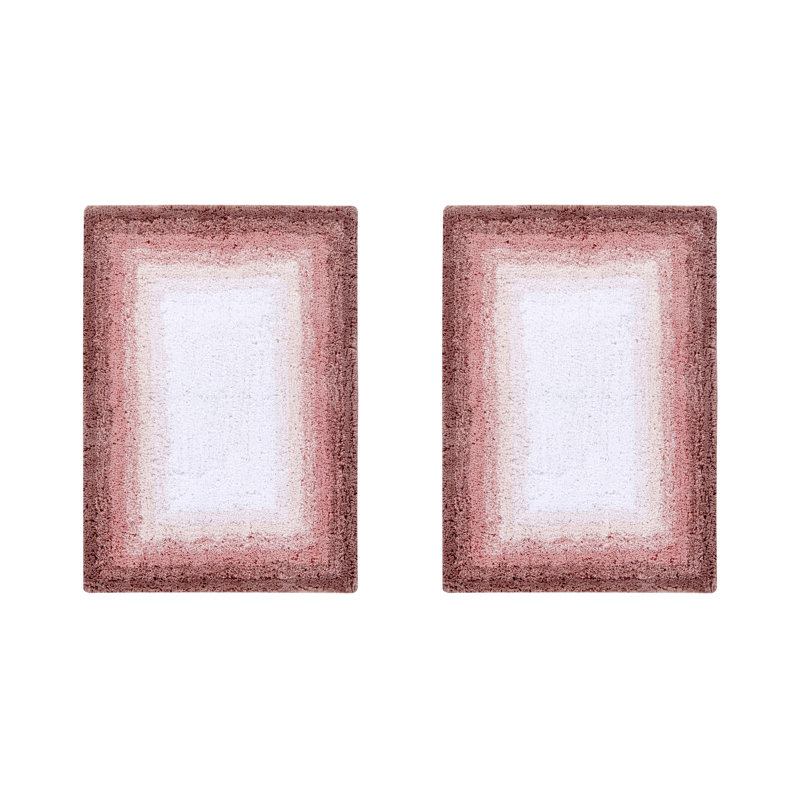 Ensemble de tapis pour salle de bain 100% coton 1615 g / m² Torrent, 2 pièces (17 po x 24 po | 17 po x 24 po), Rose