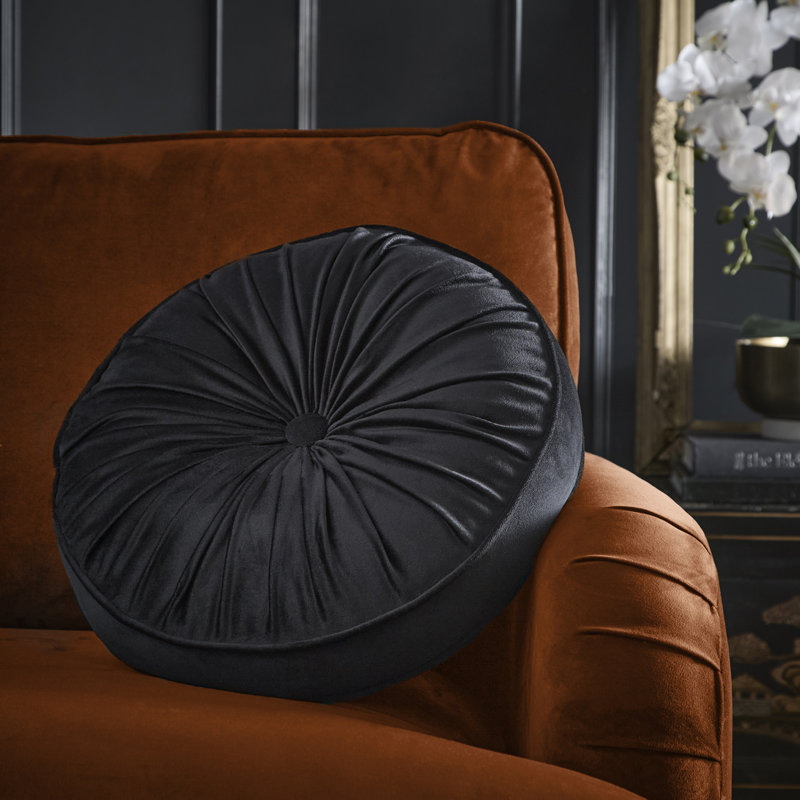 Laurence Llewelyn-Bowen Round Pleat Round Cushion Black
