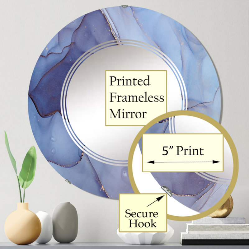 Mauve luxueux abstrait fluide Art V - miroir mural moderne, 24 po x 24 po
