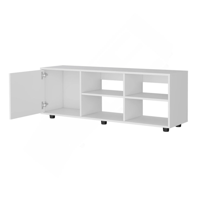 Meuble télé avec porte et rangement ouvert