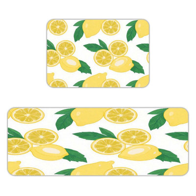 Ensemble de 2 tapis de cuisine à motif citron vif