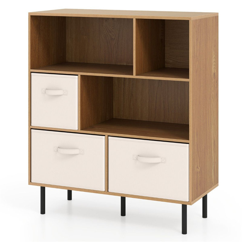 105cm H x 90cm W Standard Bookcase, Beige