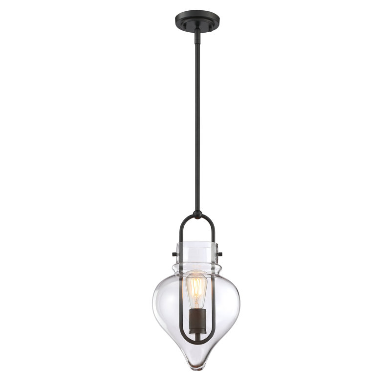 Luminaire suspendu moderne en verre transparent mat 9 po, lanterne 1 lumière, H 16,5 po x l 9 po