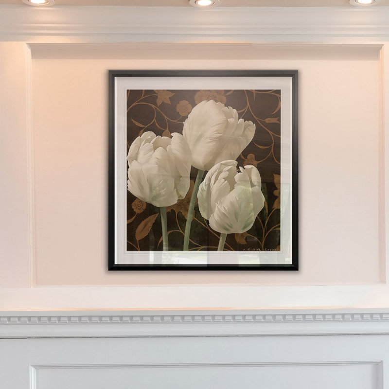 Flores Elegante II - reproduction de cadre photo, H 26,5 po x l 26,5 po x P 1,5 po