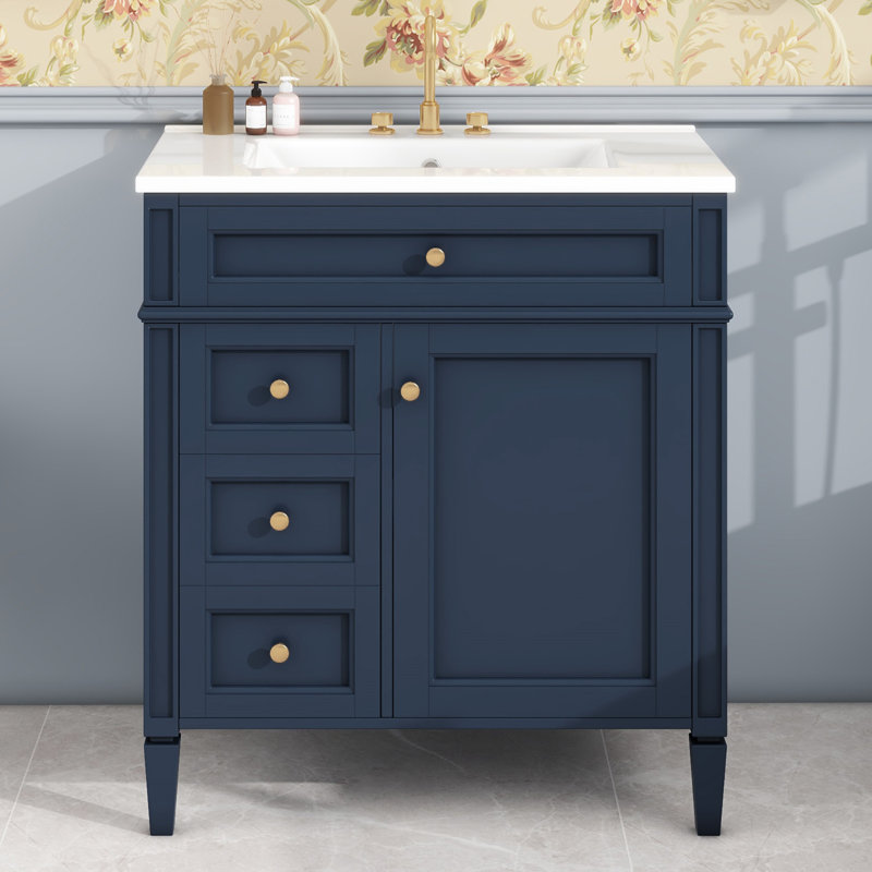 Meuble-lavabo de 30 po avec lavabo supérieur, Marine