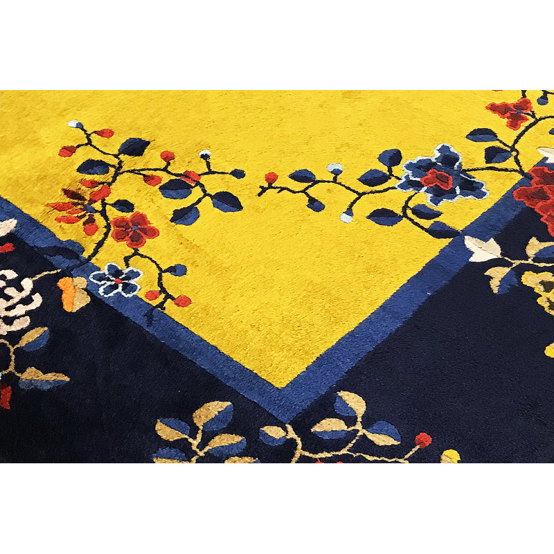 Art Deco Wool Floral Area Rug