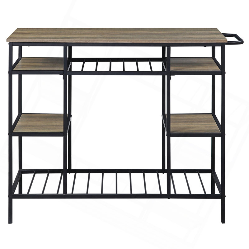 Versatile Rustic Kitchen Island With Open Shelving And Durable Construction