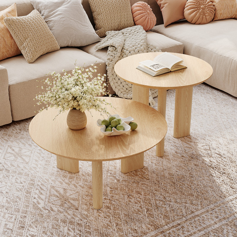 Table basse gigogne 2 pièces Minimalist Casual, Nature Top/Nature Base