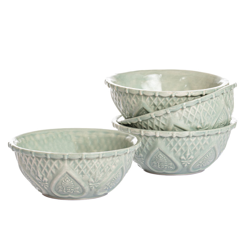 Vintage Inspired Ceramic 12oz. Handmade Ceramic Rice Bowl, Sage