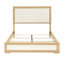 Lit à panneau grand contemporain, tête de lit à DEL, couleur naturelle et blanche, cadre de lit en bois, résistant aux égratignures, mobilier de chambre à coucher, sommier tapissier, bois d'ingénierie, utilisation, requis-652414084