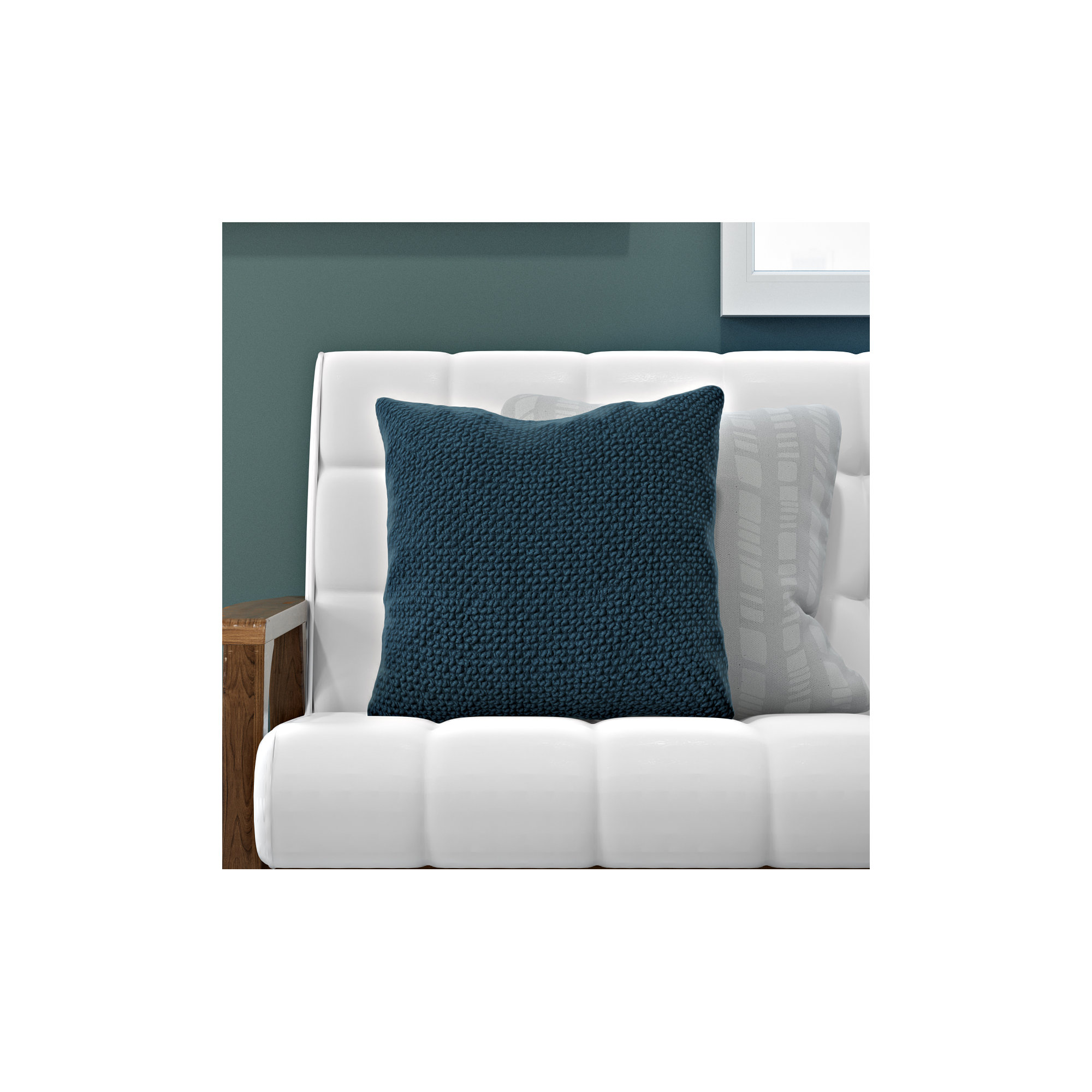 Mansel Textured Throw Pillow, Peacock Blue, Square 20", Polyester