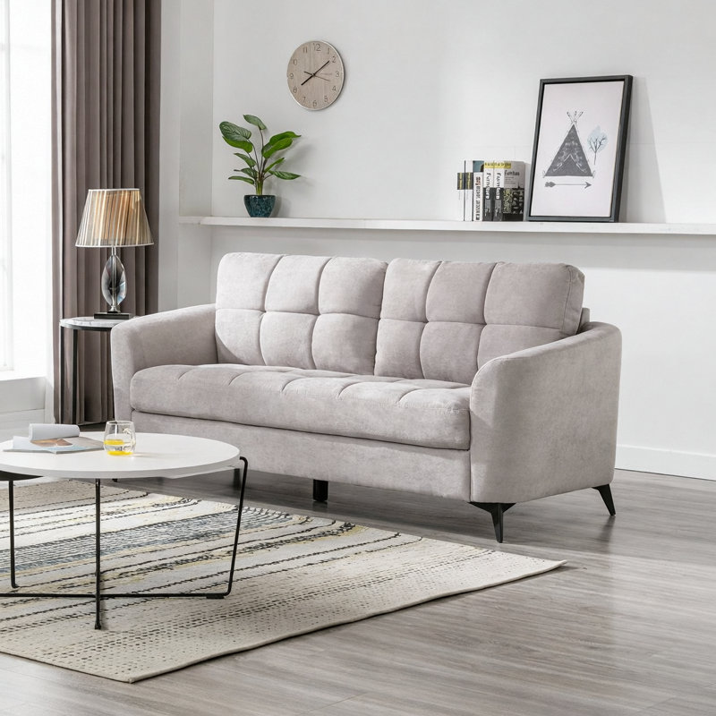 Carlotta 79"W Light Gray Woven Fabric Sofa
