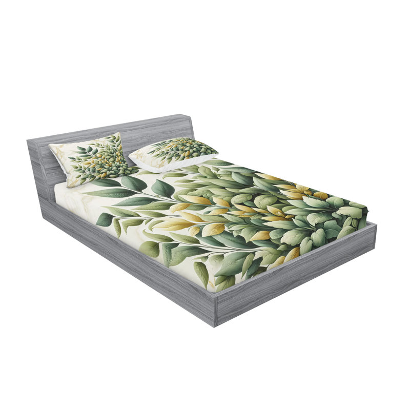 Microfiber Floral Sheet Set, Queen Sheet Set with Fitted Sheet