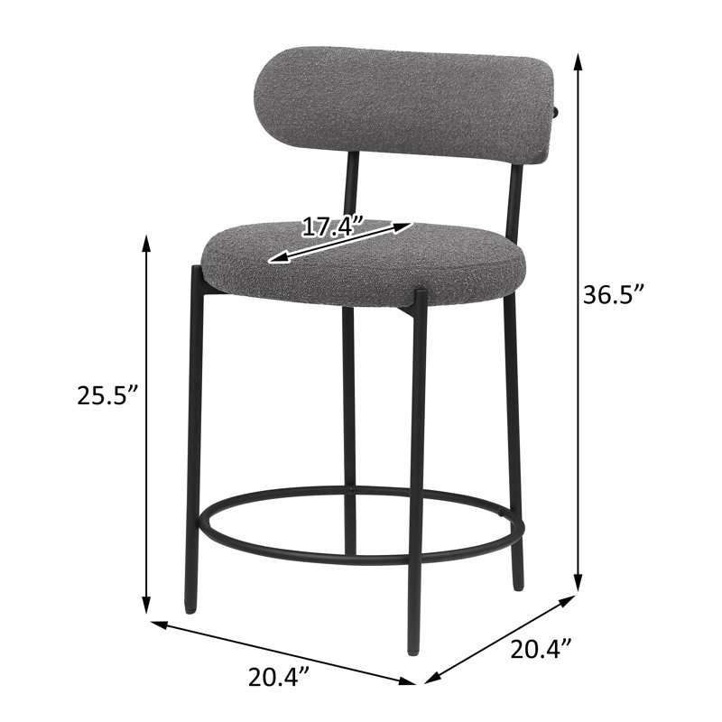 Boucle Upholstered Counter Chair (Set of 2), Gray