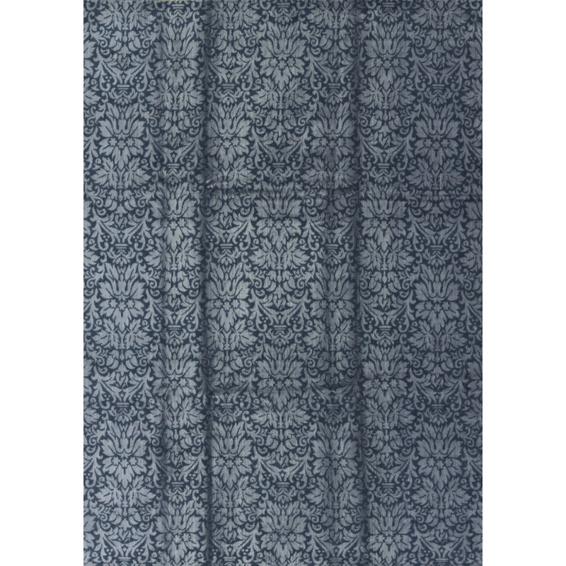 Hand Woven Cotton and Wool Damask Area Rug