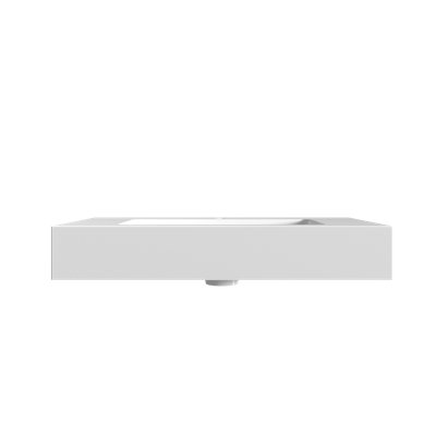 36-inch Integrated Solid Surface Bathroom Basin In Glossy White With Overflow - Modern Seamless Sink Design