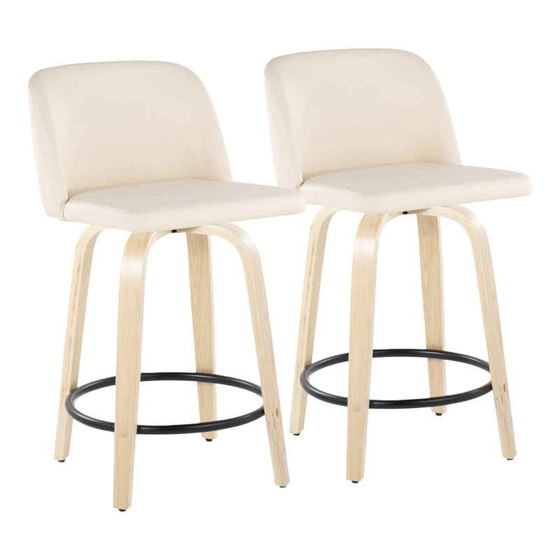 Lakyia Swivel Upholstered Counter Stool, Natural