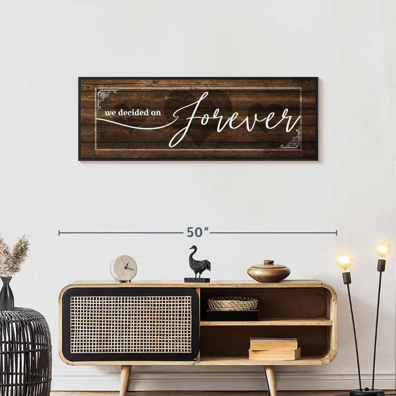 Plaque murale «Forever Love», 43 po x 15 po, Cadre flottant noir