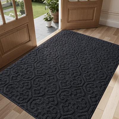 Large Floral Indoor Outdoor Doormat,Machine Washable Low Profile Non-Slip Rug for Front Back Door,Entry