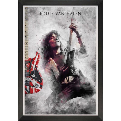 Eddie Van Halen, guitare seule - reproduction d'art encadrée (33,5 po x 23,5 po)