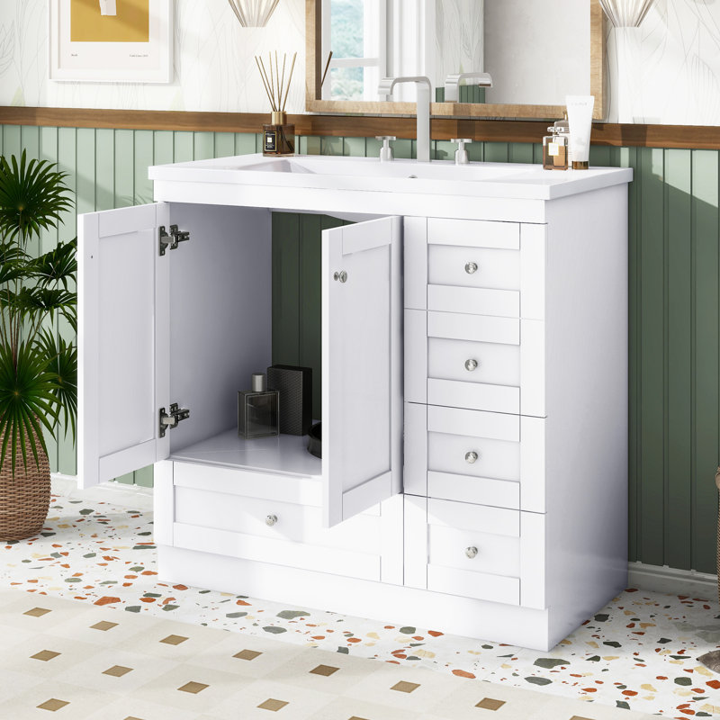 Meuble-lavabo autoportant avec lavabo, Blanc