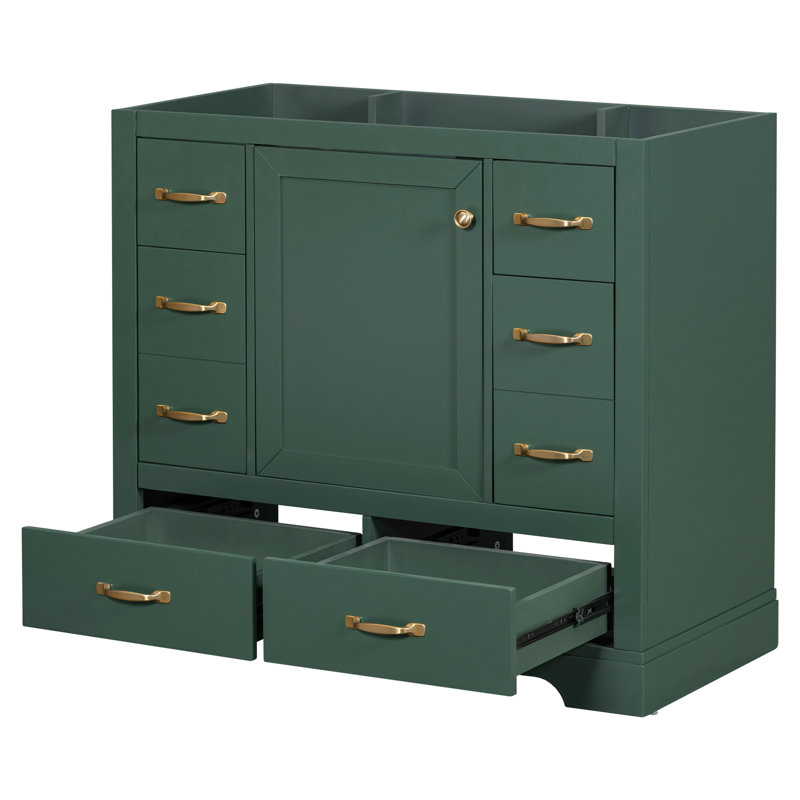 Meuble-lavabo 36 po - Armoire de base, 6 tiroirs, en bois massif et tablette réglable, style moderne, option d'assemblage requis