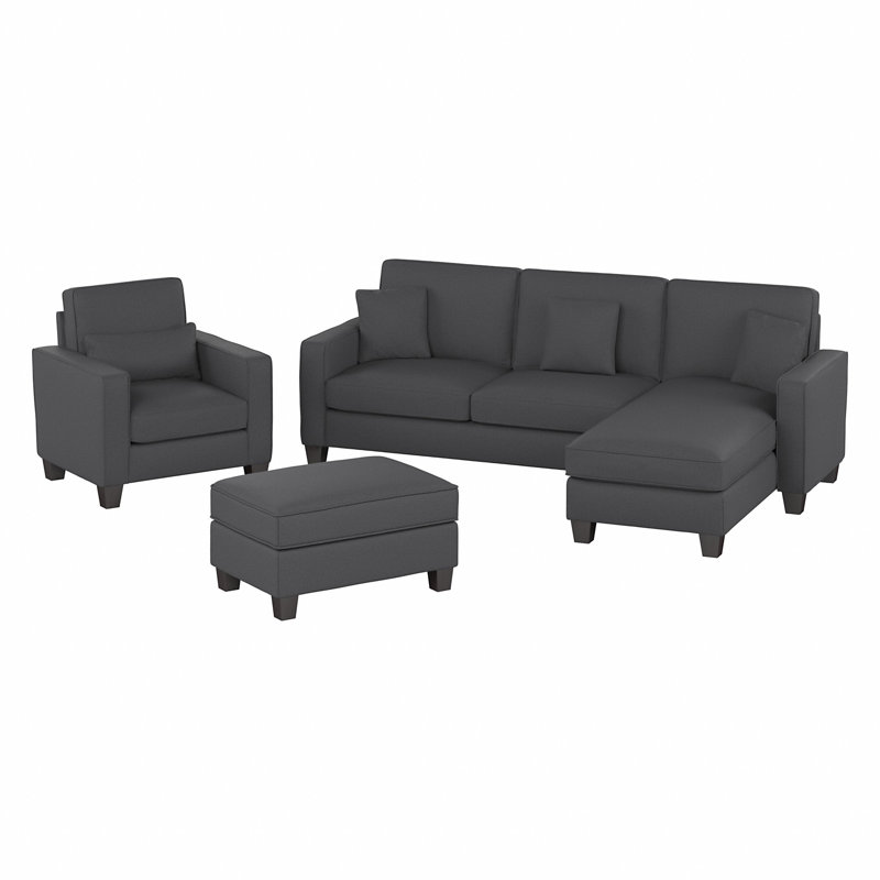 Upholstered L-Shaped Sectional Right Hand Facing, Charcoal Gray
