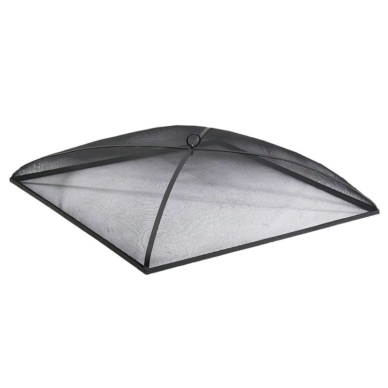 Square Steel Mesh Black Fire Pit Spark Screen Cover, 7" H x 36" W x 36"D