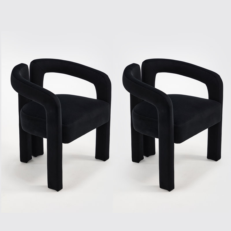 Accent Barrel Chair Set Of 2, Black