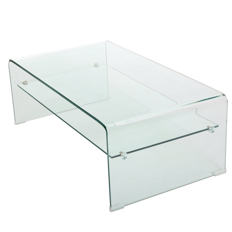 Table basse moderne en verre trempé avec tablette - votre pièce décorative courbée 8 mm