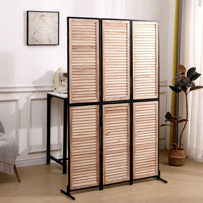 Cloison 3 panneaux en bois massif l 44 po x H 70 po Malena