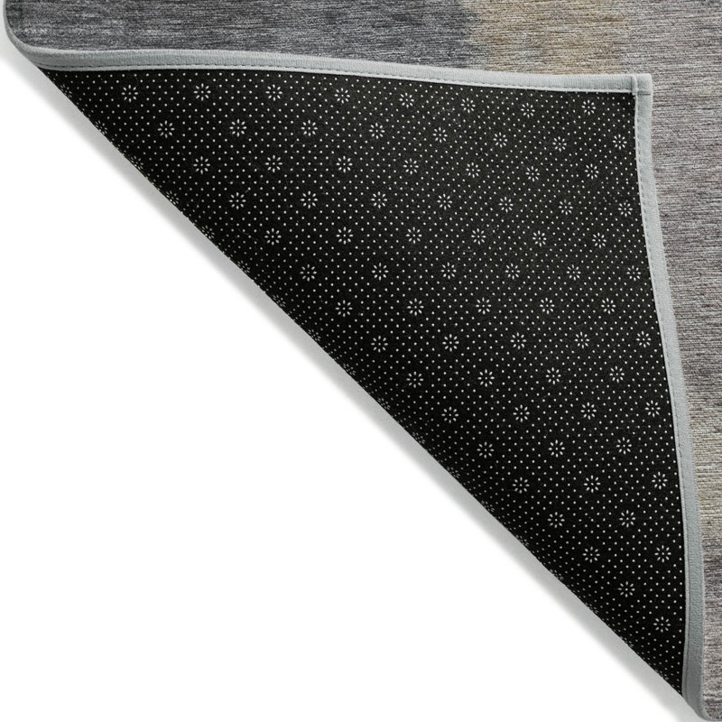 Tapis extérieur lavable abstrait gris anthracite 5 pi x 8 pi