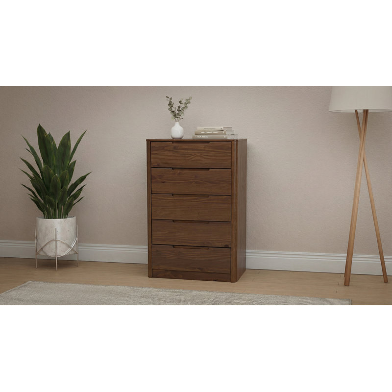 Kirsty Solid Wood 5 Drawers Chest Brown