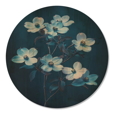 Moody Blossom Contrast I - Art mural floral en bois