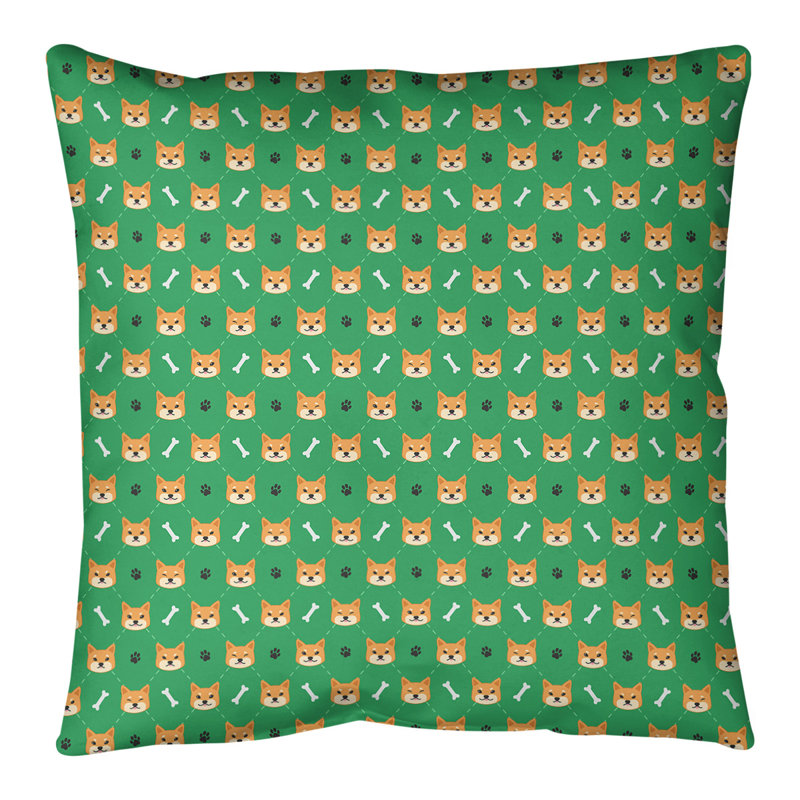 Coussin de sol Katelyn Elizabeth Shiba Inu, 40 po x 40 po, Shiba Inu vert