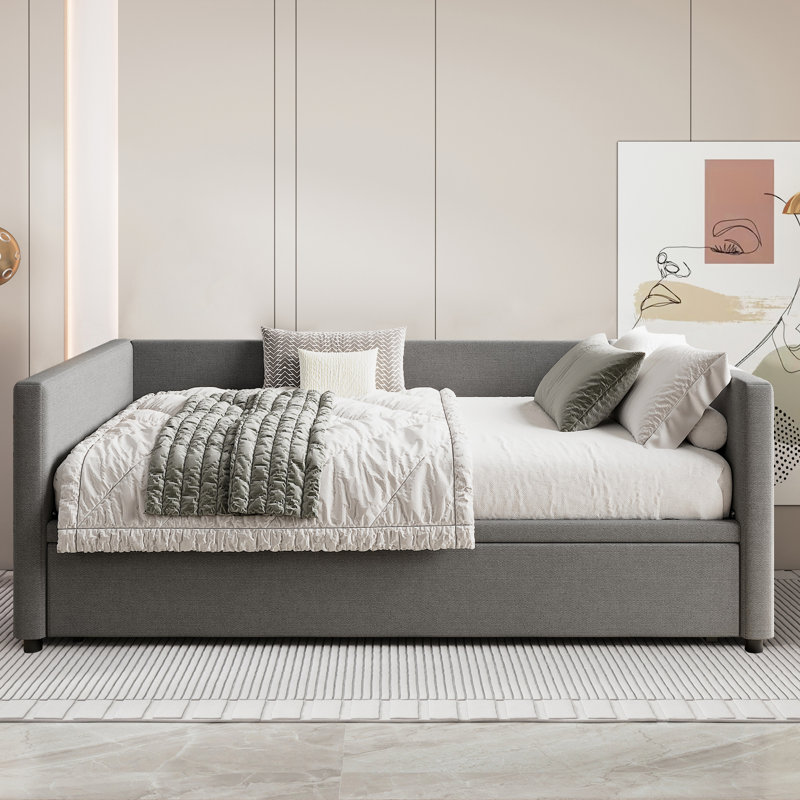 Amalio Upholstered Linen Daybed with Trundle Bed