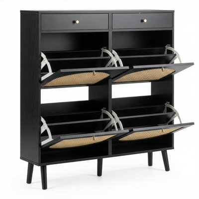 Rattan Shoe Storage Cabinet with Drawer