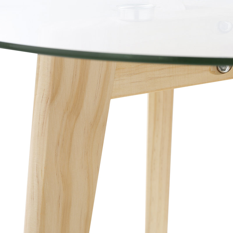 Glass Top End Table, Clear, Natural