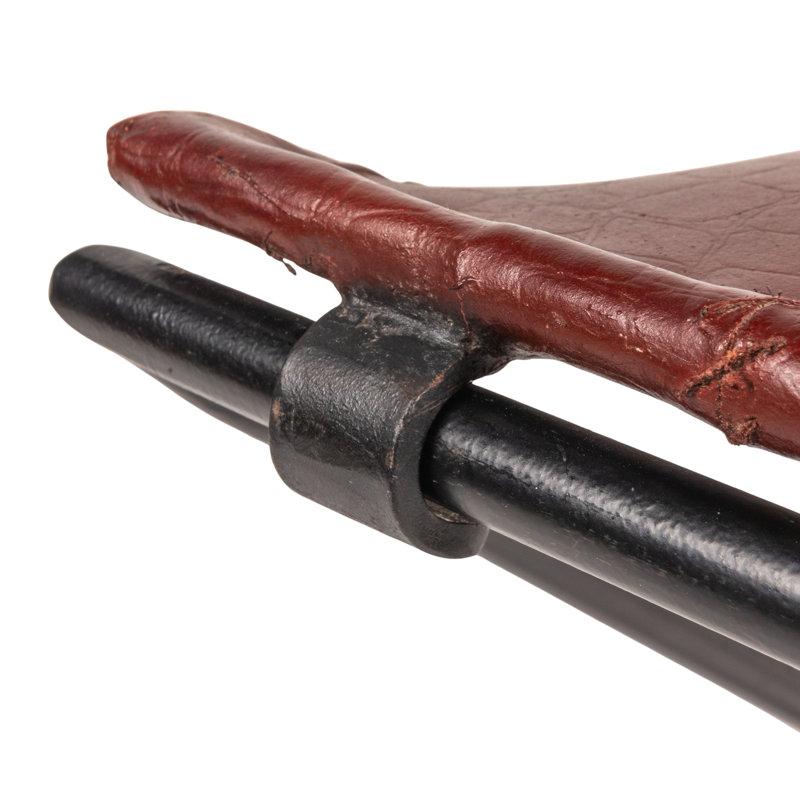 Tabouret pliable en cuir et métal Russet, Brun