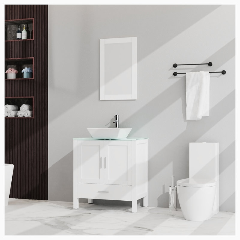 Meuble-lavabo simple avec plateau 30,00 Adifaah, Blanc